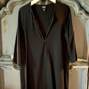 Eileen Fisher black tunic 3/4 sleeve oversized fit dress small